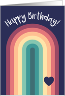 Happy Birthday Cute Modern Rainbow and Heart card