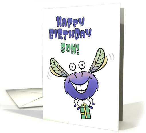 Happy Birthday Son Cute Flying Monster with Gift card (1709010)