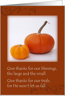 Give Thanks for Our Blessings Large and Small, Pumpkin and Gourd card