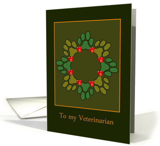 Merry Christmas to My Veterinarian, Dog Paw Print Wreath card (875301)