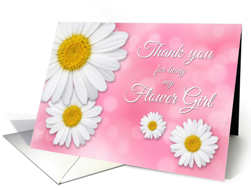 Thank You Flower Girl, Daisies on Pink Background card (880767)