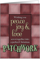 Peace Love Joy, Christmas Patchwork Quilt card