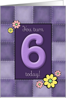 6th Birthday, Purple Patchwork Quilt card