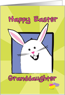 Happy Easter Granddaughter, White Bunny with Colorful Jellybeans card