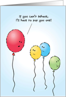 Joys of Parenthood Greeting Card, Humorous Balloons card