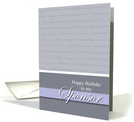 Happy Birthday Sponsor, Blue Descriptive Words card (904683)