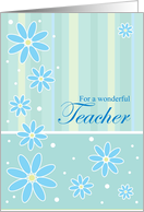 Thank You Teacher, Stripes & Flowers Card