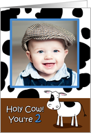 Holy Cow You’re 2 Cowhide BirthdayPhoto Card
