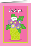 Thank You Teacher Purple Violets Card