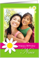 Happy Birthday Niece, Daisy Flower Customizable Photo Card
