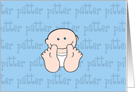 Birth Announcment, Baby Boy, Pitter Patter Little Feet Card