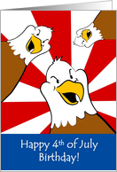 4th of July Birthday Cartoon Eagle American Flag Card