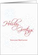 Holiday Greetings from Mail Carrier, Soft Snowflakes card