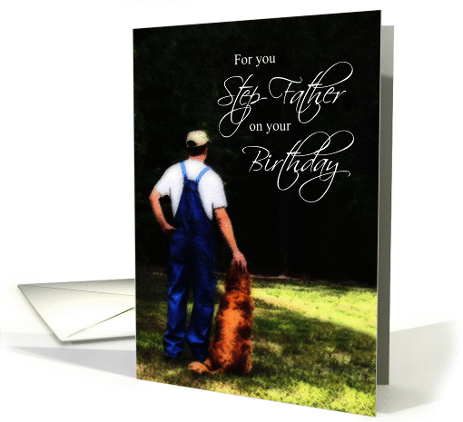 Step-Father Birthday, Country Man with Dog card (963195)