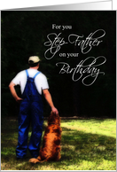 Step-Father Birthday, Country Man with Dog Card