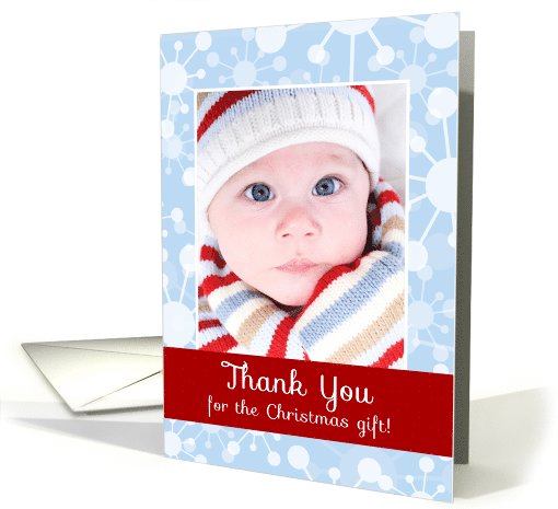 Thank You for the Christmas Gift, Blue Snowflakes Photo card (963567)