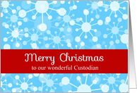 Merry Christmas Custodian, Modern Graphic Snowflakes Card