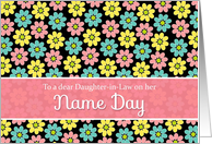 Name Day for Daughter-In-Law, Cute Flower Pattern Card
