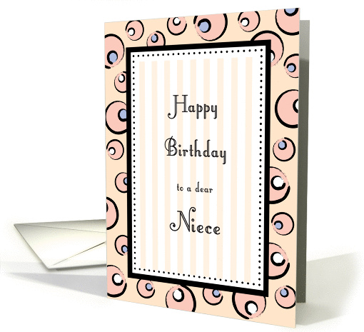 Happy Birthday Niece, Pink Bubbles & Stripes card (980405)
