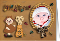 Fall Harvest Doll and Pumpkin Photo Card