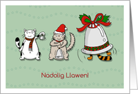 Nadolig Llawen! - Merry Christmas in Welsh with Cats and Bells card