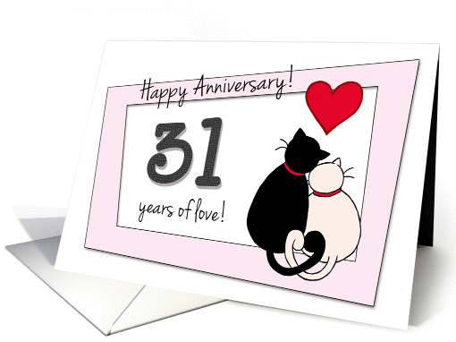 Happy 31st Wedding Anniversary - Two cats in love card (1418432)