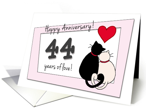 Happy 44th Wedding Anniversary - Two cats in love card (1418458)