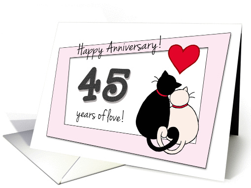 Happy 45th Wedding Anniversary - Two cats in love card (1418460)