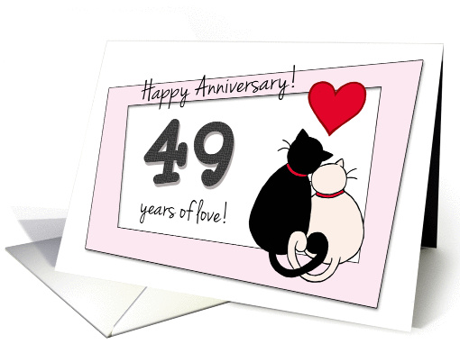 Happy 49th Wedding Anniversary - Two cats in love card (1418468)