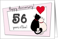 Happy 56th Wedding Anniversary - Two cats in love card