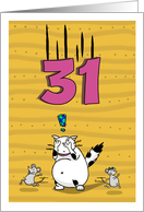 Happy 31st Birthday, Not over the hill just yet, Cat and mice card