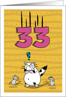 Happy 33rd Birthday, Not over the hill just yet, Cat and mice card