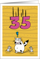 Happy 35th Birthday, Not over the hill just yet, Cat and mice card