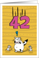 Happy 42nd Birthday, Not over the hill just yet, Cat and mice card