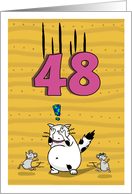 Happy 48th Birthday, Not over the hill just yet, Cat and mice card