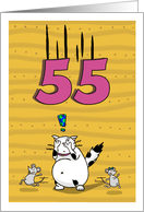 Happy 55th Birthday, Not over the hill just yet, Cat and mice card