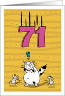 Happy 71st Birthday, Not over the hill just yet, Cat and mice card