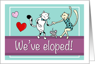 We’ve eloped! Elopement party invitation, Two cats dancing card