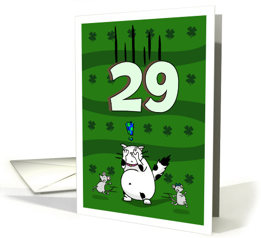 Happy 29th birthday on St. Patrick's Day, Cat and mice card (1423506)