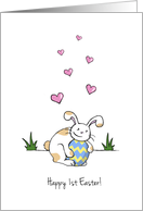 Happy 1st Easter for Baby, Cute Bunny Rabbit with Egg card