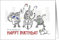 Happy birthday for son, From mom, Cats playing jazz card