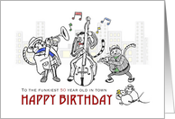 Happy birthday for 50 year old, Jazz cats play music to mice card
