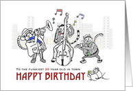 Happy birthday for 20 year old, Jazz cats play music to mice card