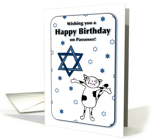 Wishing you a Happy Birthday on Passover, Cat and Star of David card