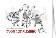 Happy Birthday in Italian, Buon Compleanno, Son, Cats play music card