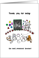 Thank you to preschool teacher, Mouse teaches cats important lesson card