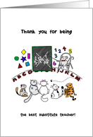 Thank you to substitute teacher, Mouse teaches cats important lesson card