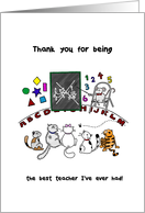 Thank you to teacher, General, Mouse teaches cats important lesson card