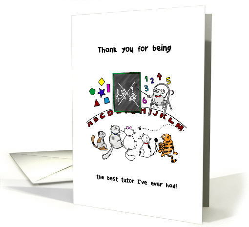 Thank you to tutor, Mouse teaches cats important lesson card (1432974)