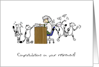 Congratulations on retirement, for teacher, Cat passes school exam card